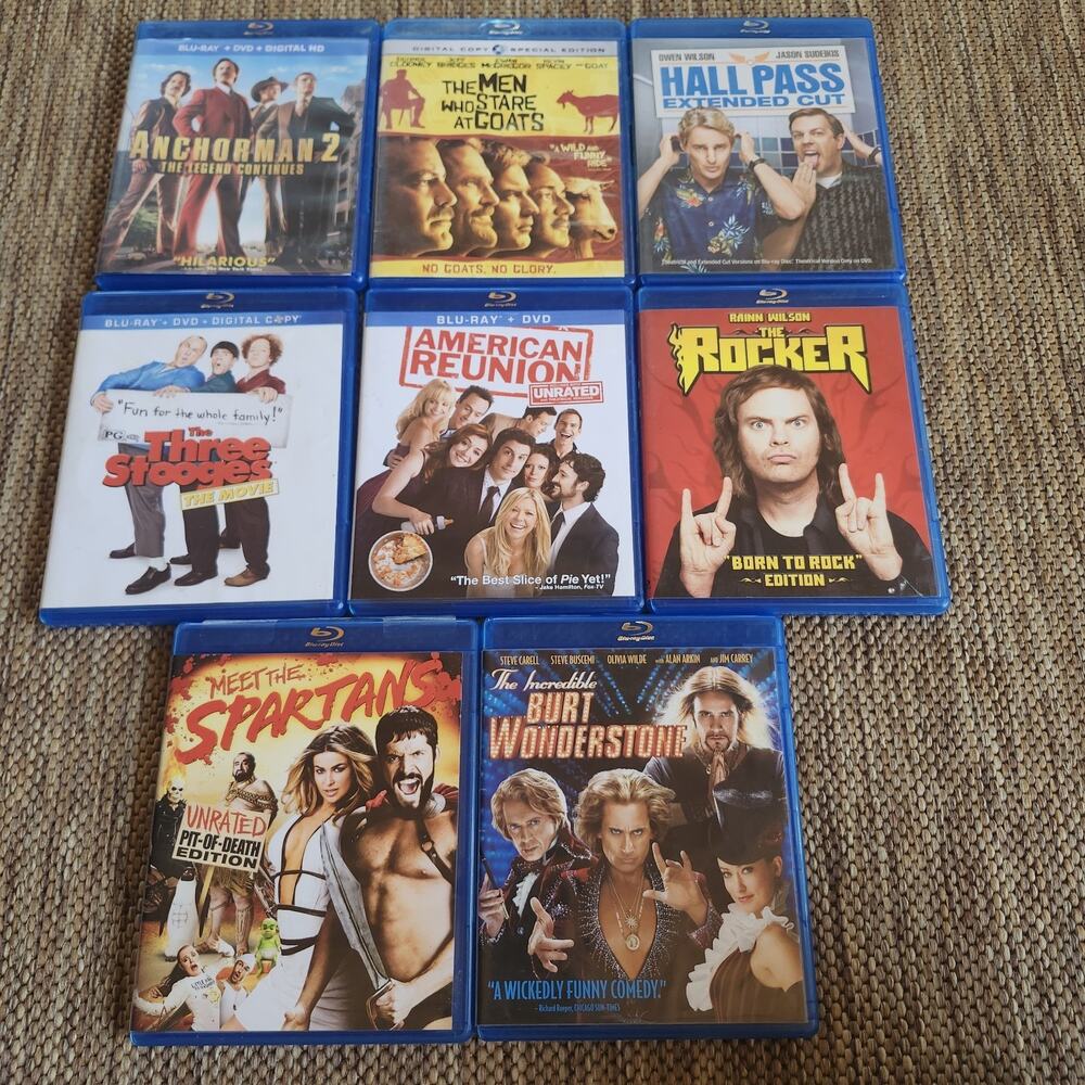 8 Raunchy Comedy Bluray Adult Humor Jim Carey Owen Wilson Steve Carell